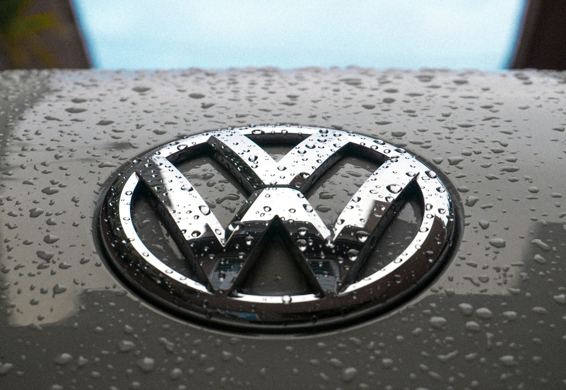 Volkswagen badge on a car bonnet